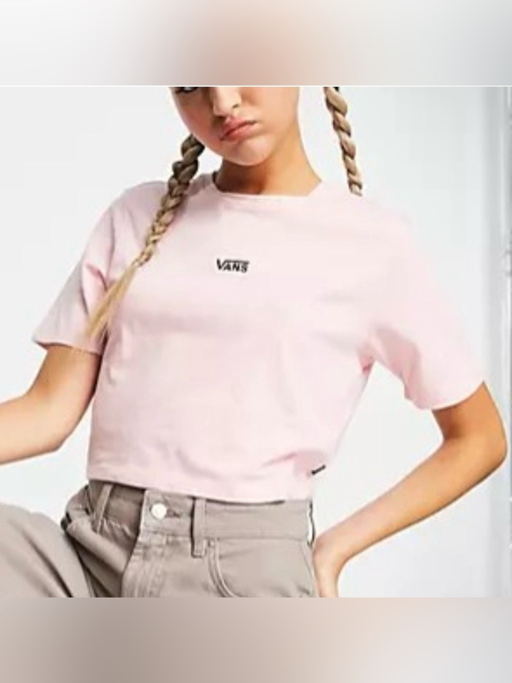 Vans Pink Short Sleeve Cropped Tee